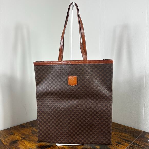 Celine Handbags - Celine Vintage Macadam Triomphe Flat Tote Bag